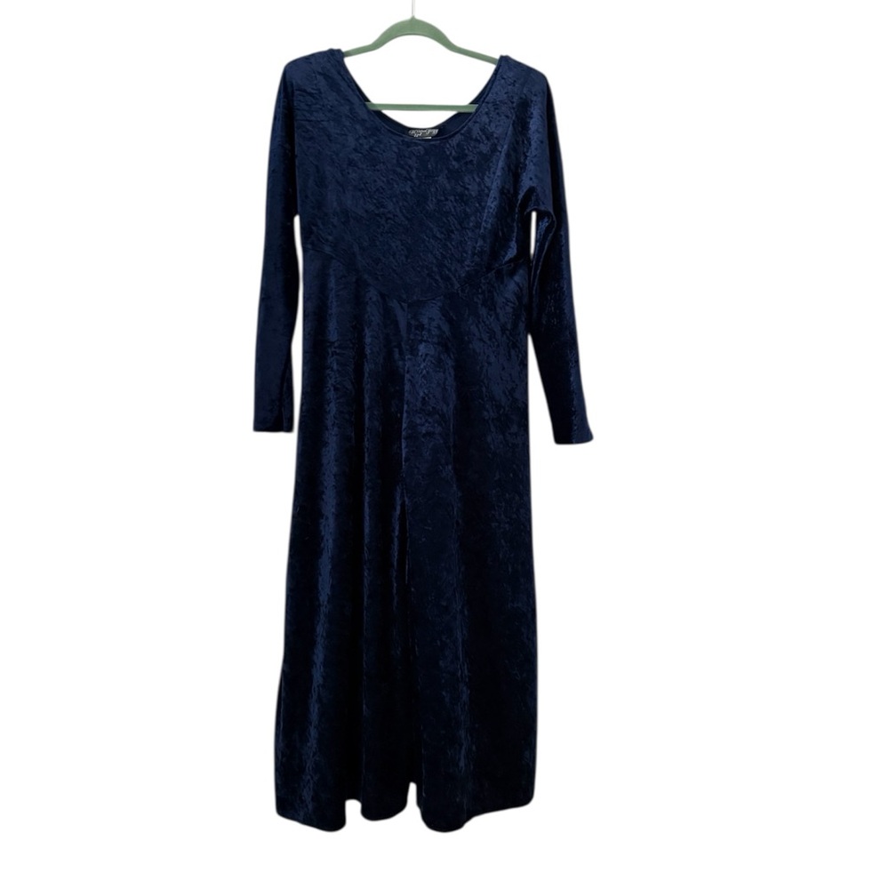1990s Blue Velvet All That Jazz Maxi Dress with Dress Clip